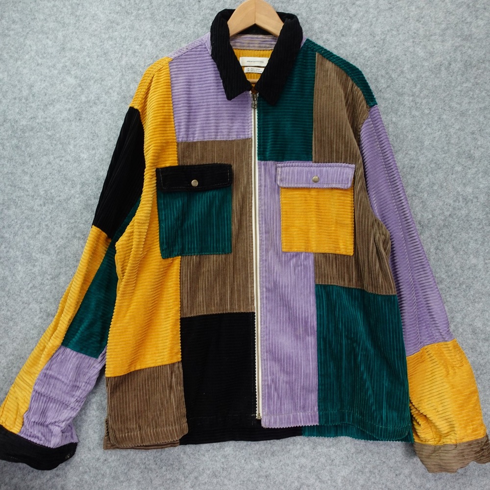 Patchwork Corduroy Jacket URBAN OUTFITTERS XL Colorblock Oversized Zip Shirt